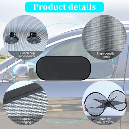 Car Rear Window Sunshade with Suction Cup, 2 Pcs Sun UV Rays Protection for Car Back Window, Sunlight Shield Blocker Mesh Cover for Rear Facing Seats, Car Accessories for Pets/Children (39"x19"/Rear)