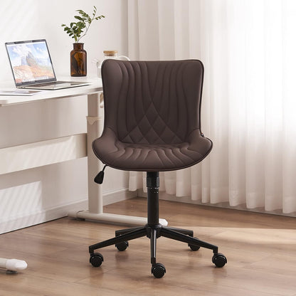 YOUTASTE Ergonomic Office Desk Chair Faux Leather with Wheels Adjustable Home Vanity Chairs Modern Padded Swivel Lounge Chairs Rocking Computer Task Chair with Back Grey