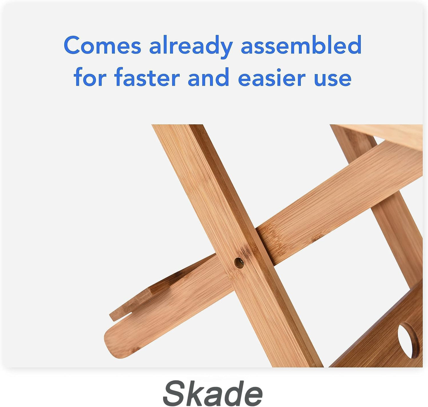 Skade Bamboo Folding Stool, Foldable Bench for Bathroom Spa Sauna, Bath Chair for Shaving, Portable Indoor & Outdoor Foot-Rest Chair, Wooden Seat Step, Shower Chair for Adults Kids Elderly