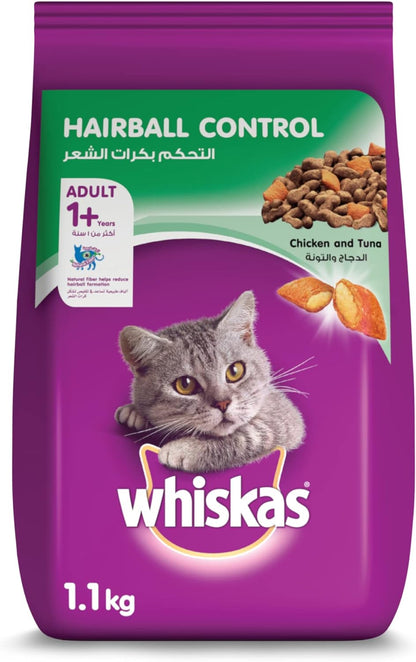 Whiskas Ocean Fish Dry Food, for Adult Cats 1+ Years, Formulated to Help Cats Maintain a Healthy Digestive Tract and Sustain a Healthy Weight, Complete Nutrition & Great Taste, Case of 15x480g