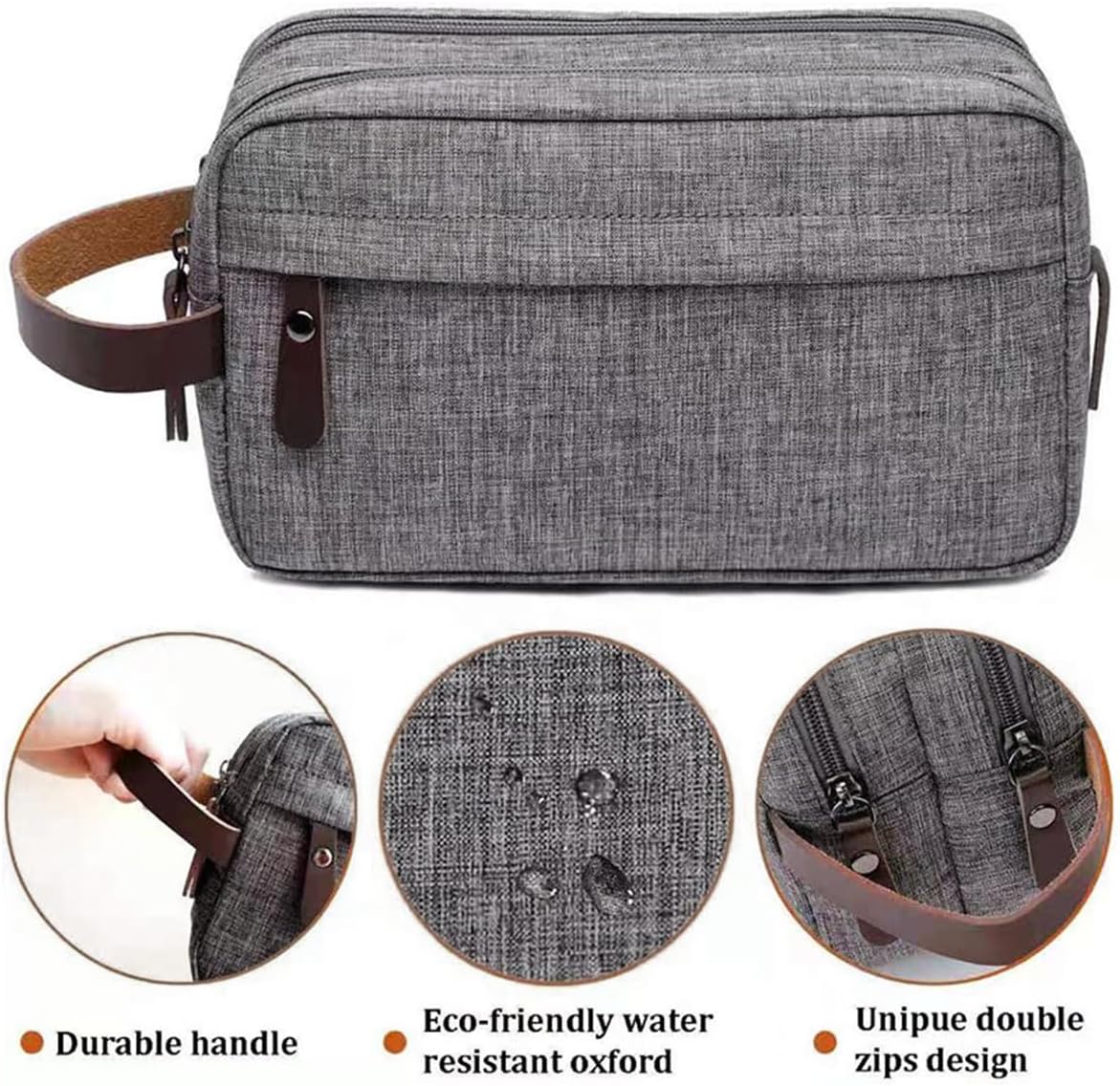 ECVV Toiletry Bag for Men, Travel Toiletry Organizer Case, Water-resistant Dopp Kit Shaving Bag for Toiletries Accessories and Shaving Supplies, Gray