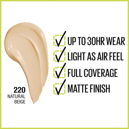 Maybelline Super Stay Full Coverage Liquid Foundation Makeup, Porcelain