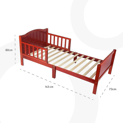 MOON Wooden Toddler Bed(143 x 73 x 60), with safety guard rail, stylish and durable,Environment-friendly, Durable and Decay resistant,Scratch-free, upto 50kg |3-12years|- Natural wood