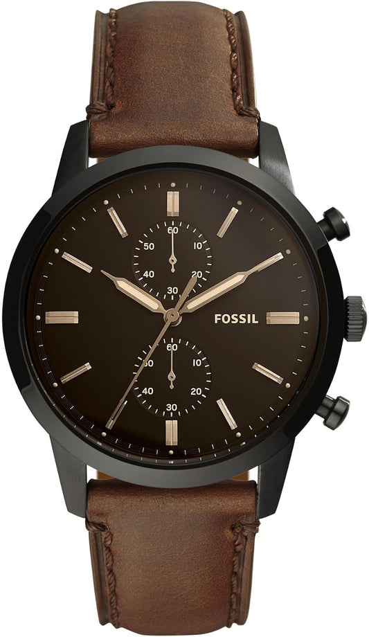 Fossil Mens Quartz Watch, Analog Display and Leather Strap FS5437