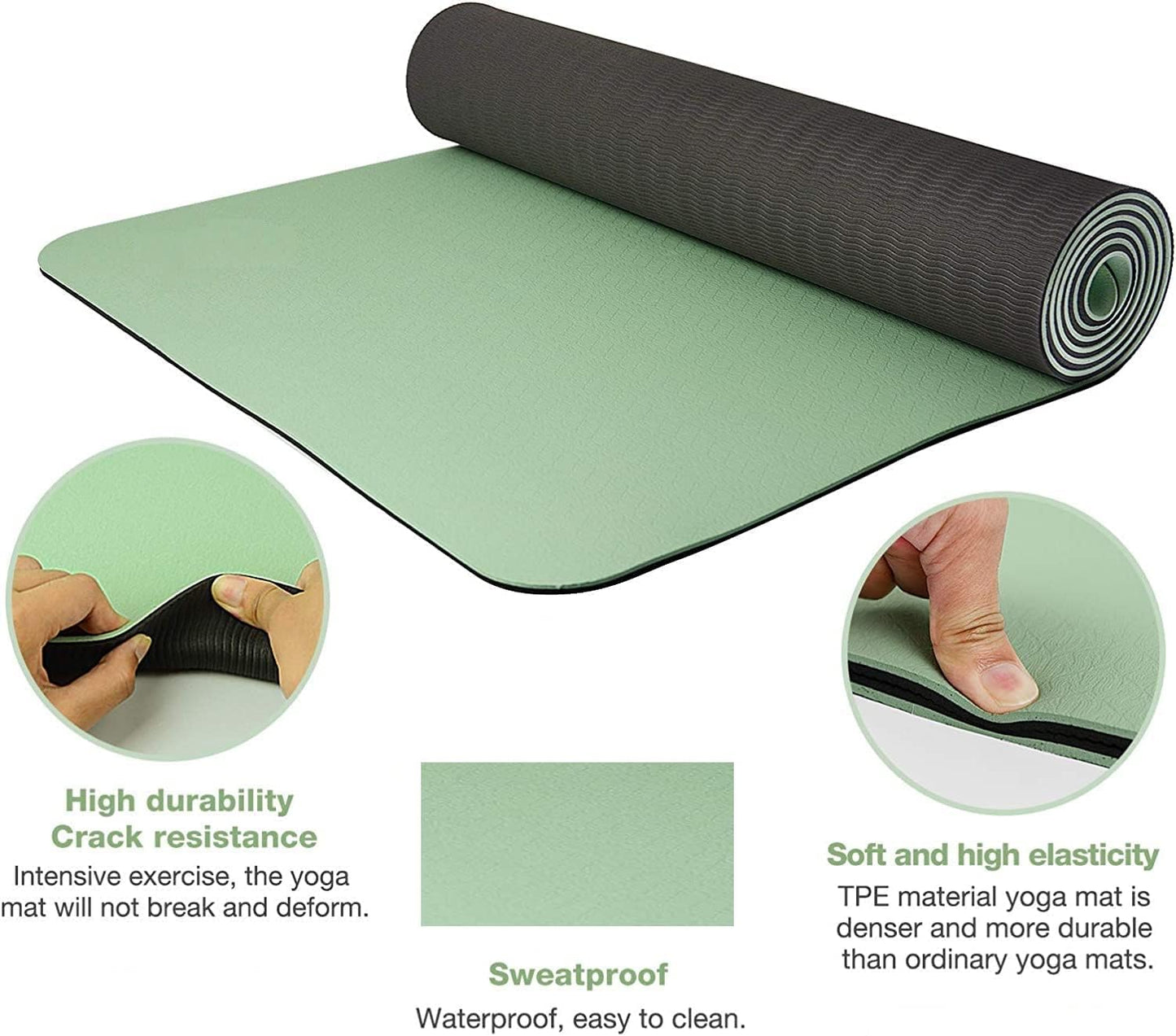 MahMir Yoga Mat Anti-Slip Exercise Mat with Carrying Bag Fitness Mat for Pilates 183CM*61CM*6MM Thickness for Woman Man Beginners