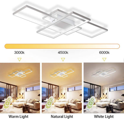 Jaycomey Dimmable Square LED Ceiling Lights, Ceiling Modern Light Acrylic Flush Mount Ceiling Lamps with Remote Control, 50W Black Ceiling Light Fixture for Living Dining Room Bedroom Kitchen