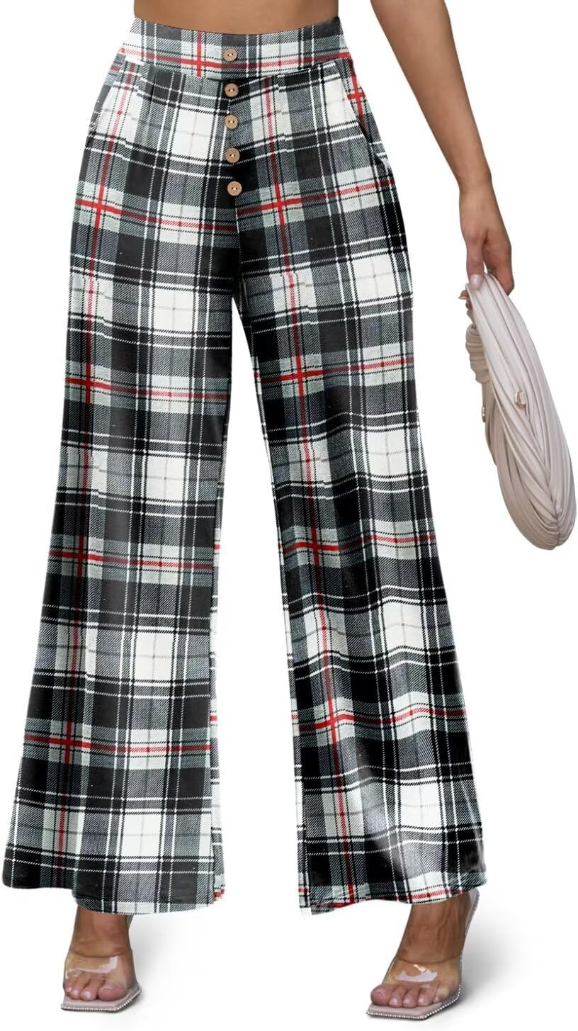 JZC Women's Wide Leg Casual Pants Cross Waist Palazzo Lounge Pajama Flowy Pants Yoga Sweatpants with Pockets