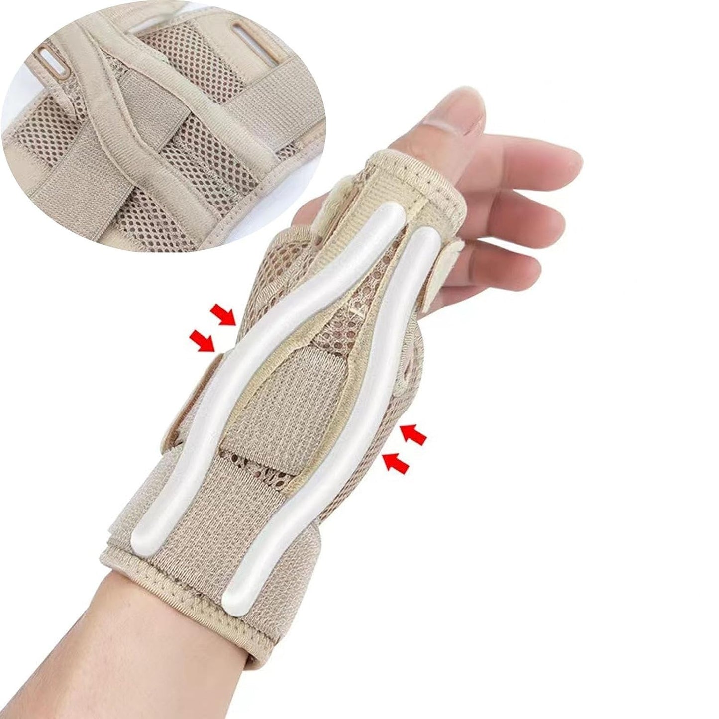 Thumb Splint with Wrist Brace - Thumb Support Brace for Wrist Hand Thumb Stabilizer Fits Both Right Left Hand for Men and Women (Beige)