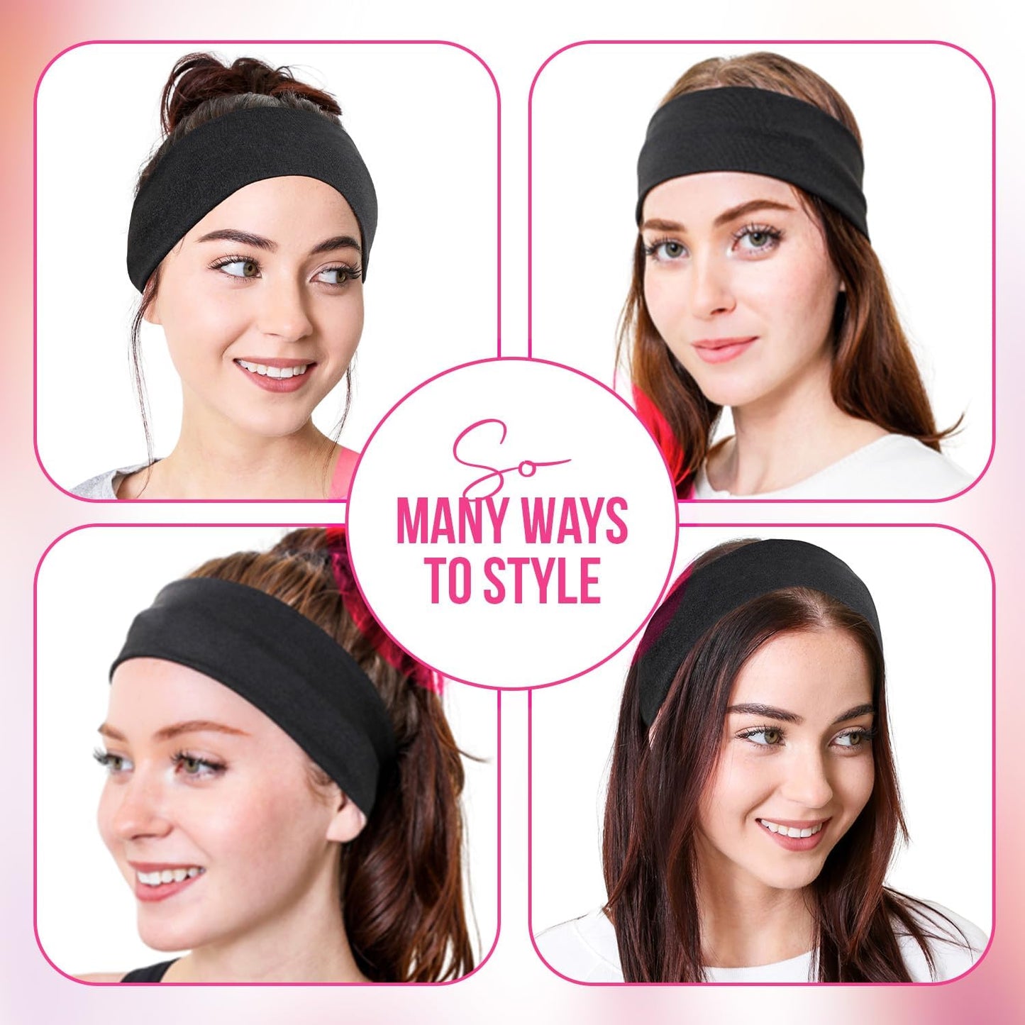 Styla Hair 10 Pack Stretch Headbands Non-Slip Head Wraps Great for Sports, Yoga, Pilates, Running, Gym, Workouts, Baseball, Casual Wear, Gifts & More!