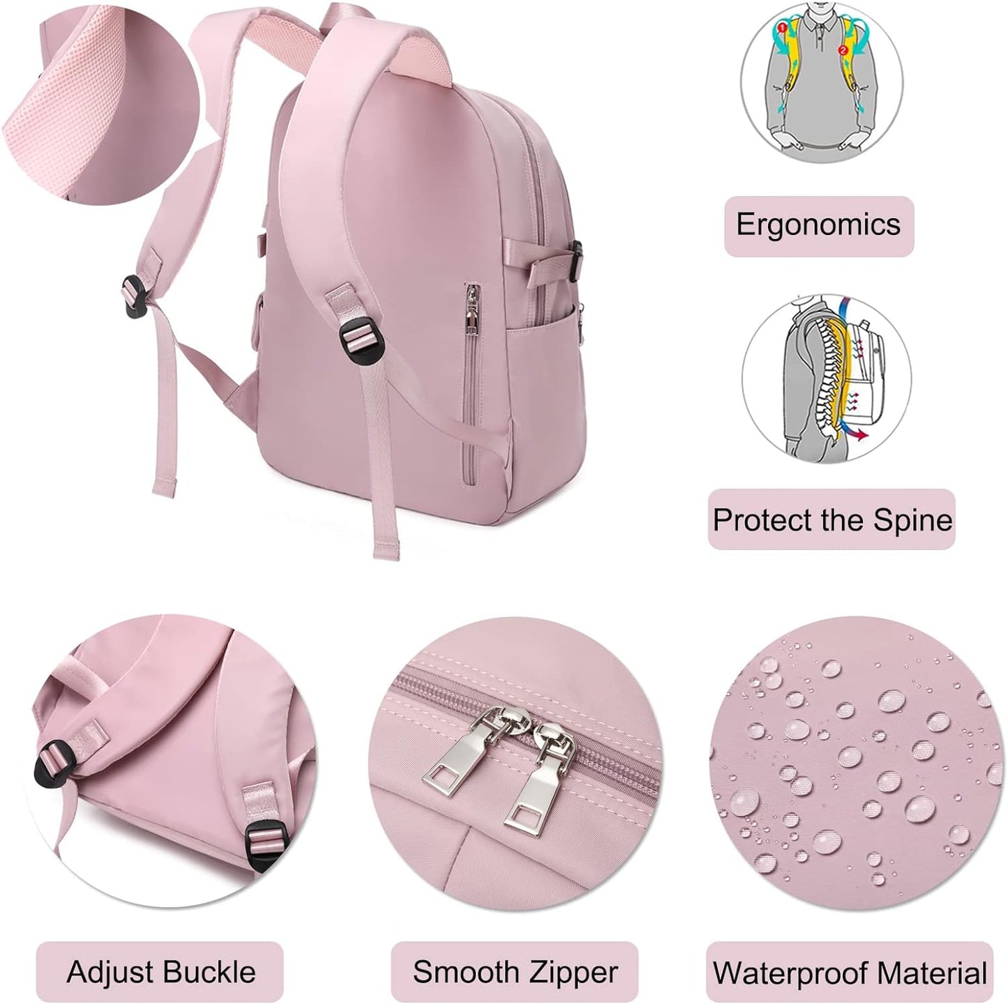 FANDARE Casual Backpack Girl School Bag Boy Daypacks Large Laptop Bag Students College Daypacks Bookbag fit 15.6 inch Laptop Teens Travel Spring Outing Shopping Rucksack Waterproof Polyester