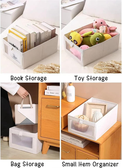 TAME Wardrobe Clothes Organizer, 4 Pack Drawer Organizers and Storage, Foldable Closet Organizer Bins Storage Containers for Organizing Clothing Jeans Toys Book Shelves Closet Wardrobe