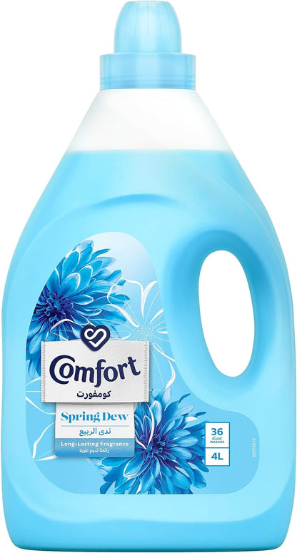 Comfort Fabric Softener, Spring Dew, for fresh & soft clothes, 4L x 2 (Pack of 2)