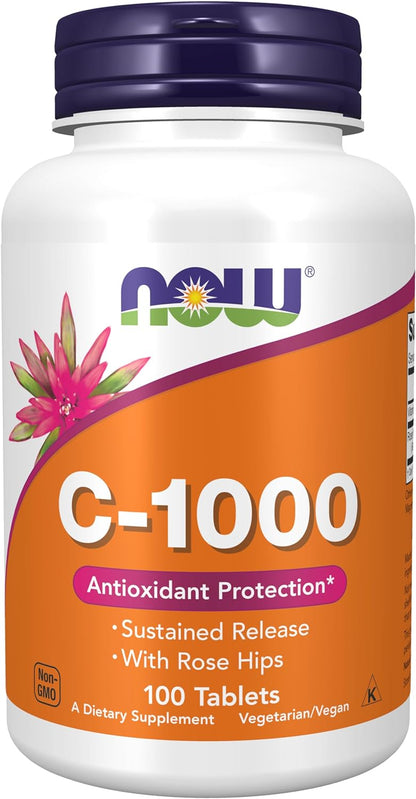 NOW Foods Vitamin C-1000 Sustained Release With Rose Hip, 100 Tablets