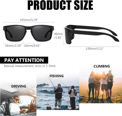 KANASTAL Polarized Sunglasses for Men Women, Classic Square Sports Sun Glasses Driving, Fashion Shades for Womens UV400 Protection