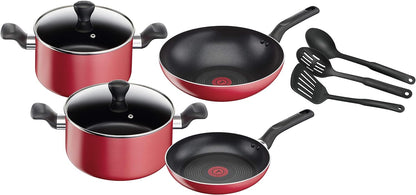 Tefal Aluminum Super Cook Non-Stick Cookware Set, Black, 9Pcs, B459S984, Online Exclusive