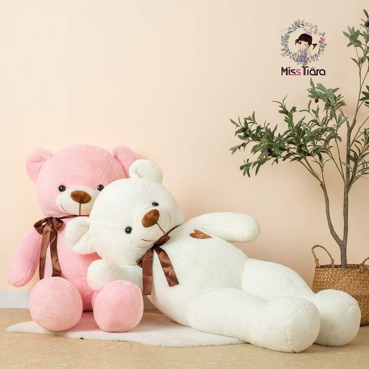 MissTiara Giant Plush Teddy Bear 100cm Cute Soft Stuffed Plush Toy Best Gifts for Valentine’s Day Birthday Party or Any Special days (Pink A)