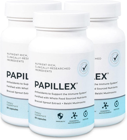 Papillex Dietary Supplement Tablets All Natural Immune Support - Immunity Defense - Best Immune System Booster - Organic 60 Capsules Bottle (3 Pack)