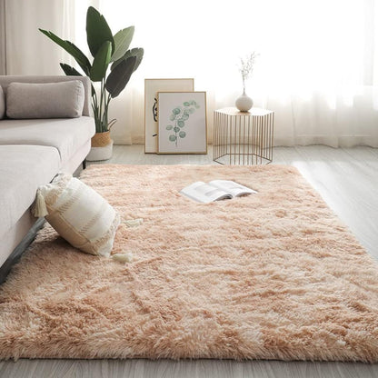 LIMOS Large Area Rugs，Super Soft Fluffy Shaggy Tie Dye Rug，Modern Indoor Shag Fuzzy Carpets for Girls Kids Nursery Room Home Decor (off-white, 140cm x 200cm)