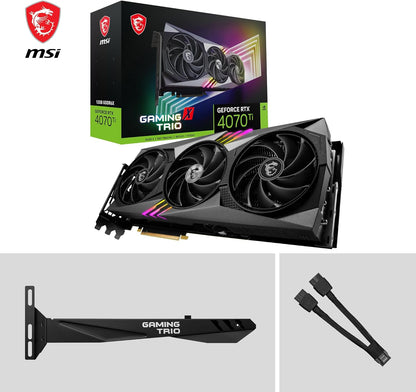 MSI GeForce RTX 4070 GAMING X TRIO 12G Graphics Card - RTX 4070 GPU, 12GB GDDR6X (21Gbps/192-bit), PCIe 4.0 - TRI FROZR 3 (3 x TORX Fan 5.0), RGB - HDMI 2.1, DisplayPort 1.4a