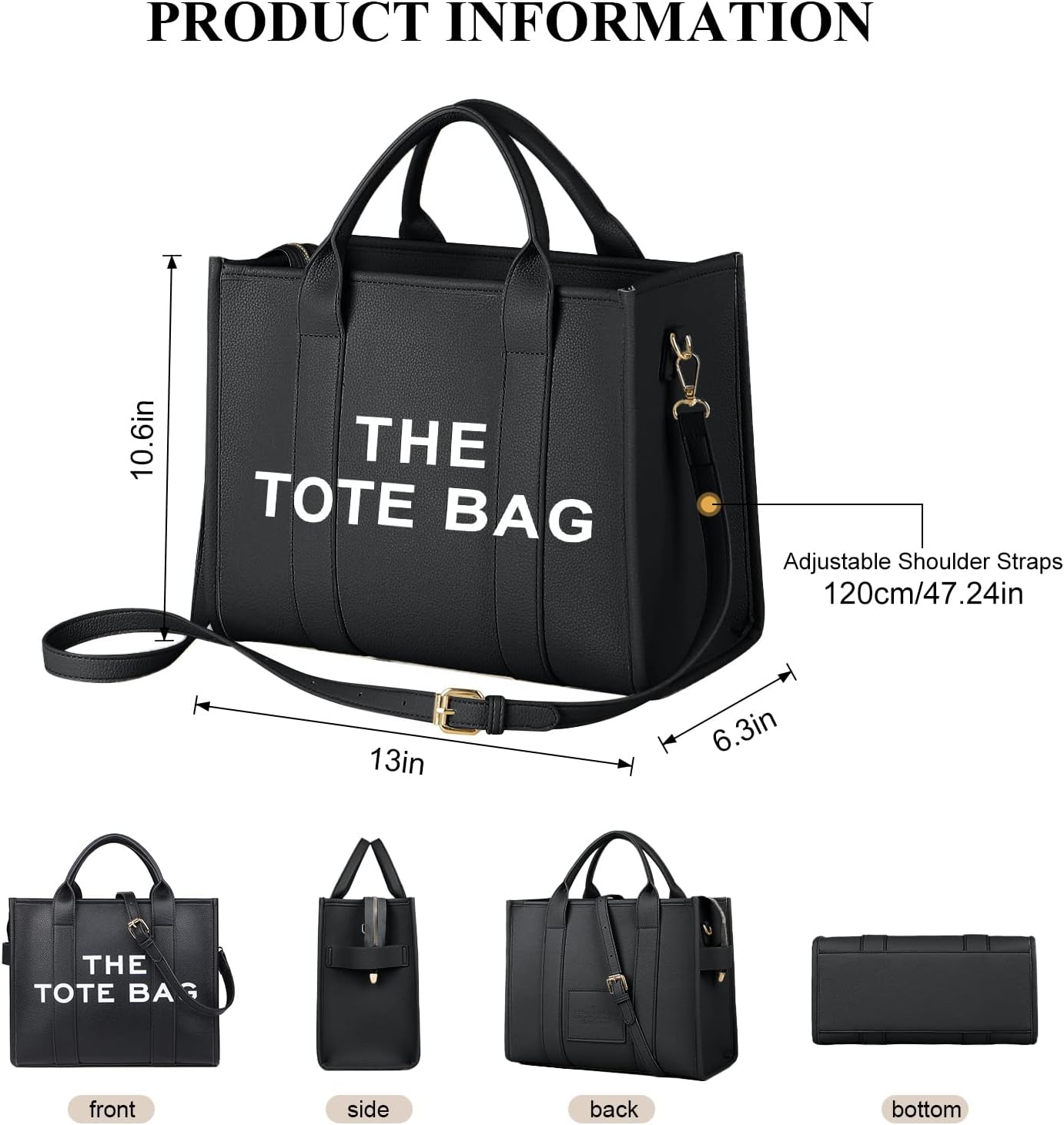 The Tote Bags for Women - Large PU Leather Tote Bag Trendy Travel Tote Bag Handbag Top-Handle Shoulder Crossbody Bags