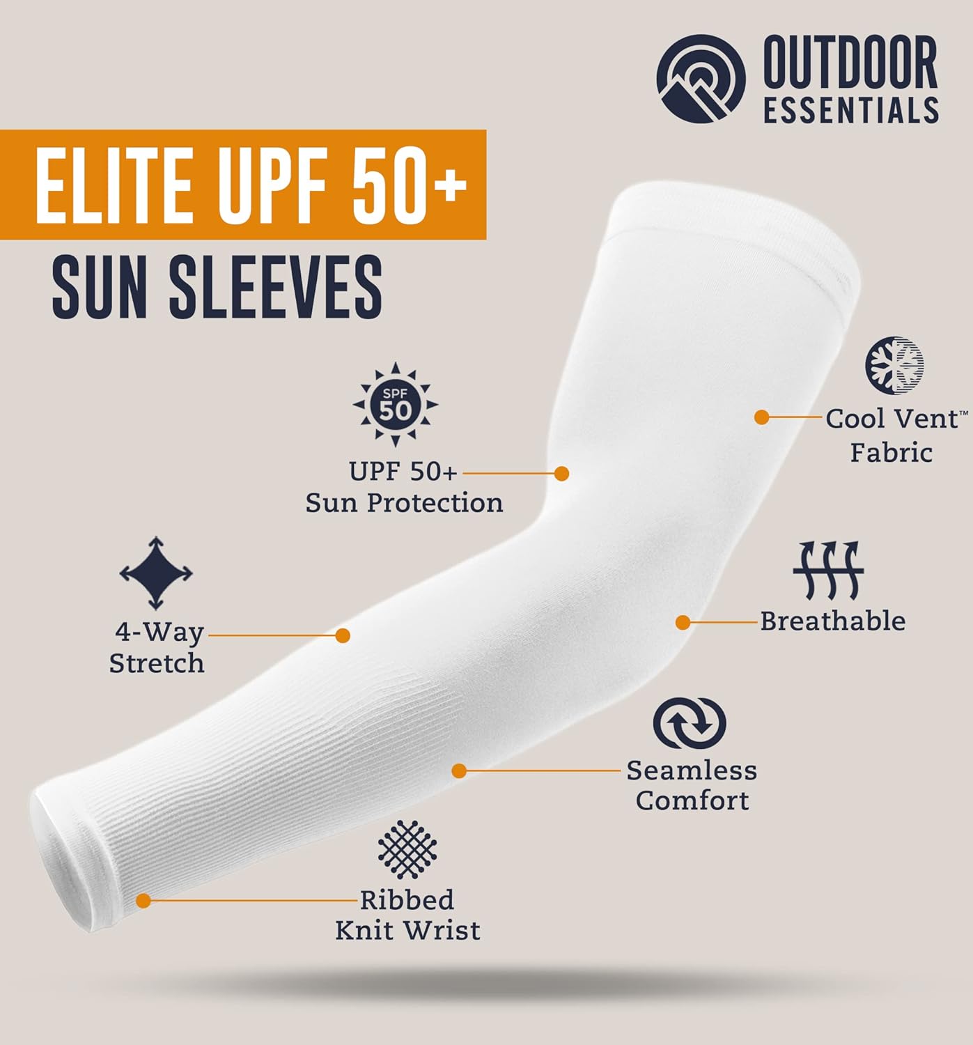 OutdoorEssentials UV Sun Protection Arm Sleeves - Cooling Compression Arm Sleeve - Sports & UV Arm Sleeves for Men & Women