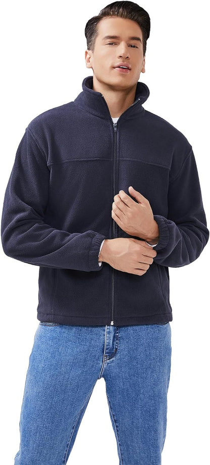 Puhope Men's Full-Zip Fleece Jacket Long Sleeve Winter Outdoor Jacket with Hidden Zippered Pocket