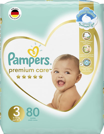 Pampers Premium Care Taped Baby Diapers, Size 3, 6-10 kg, Unique Softest Absorption for Ultimate Skin Protection, 248 Count