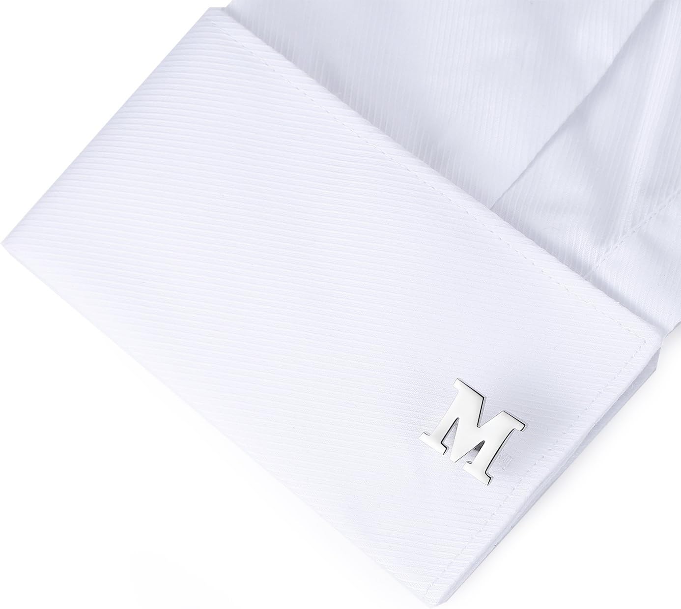 HONEY BEAR Men's Stainless Steel Alphabet Cufflinks with Wrist Collar Wedding Gift