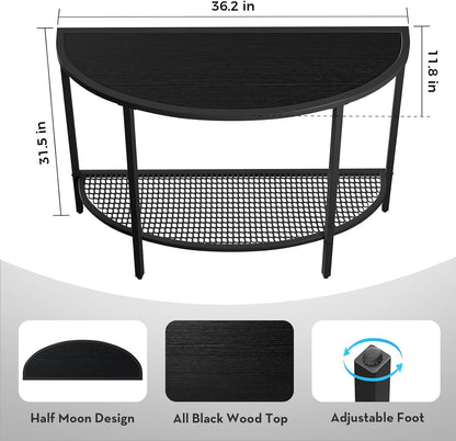 SAYGOER Black Half Moon Console Tables