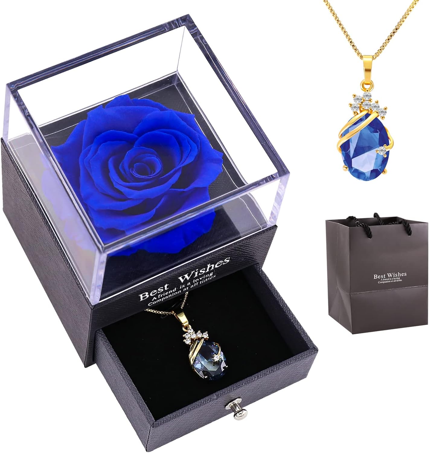 MINCHEDA Eternal Rose Gift for Women, Preserved Rose with Necklace, Real Flower Jewelry Gifts for Mother Day, Valentines, Birthday, Anniversary