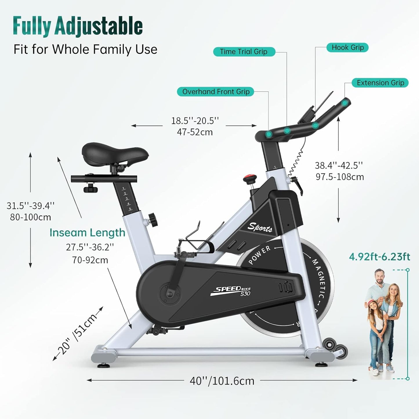 PASYOU S30 Exercise Bike, Magnetic Resistance Stationary Bike, 300LBS Weight Capacity Indoor Cycling Bike for Home, Silent Exercise Bikes for Home,Fitness Cycle Spin Bike with LCD Monitor&iPad Holder