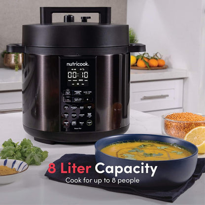 Nutricook Smart Pot 2, 8 Liters, 9 In 1 Electric Pressure Cooker, Slow Cooker, Rice Cooker, Steamer, Sauté Pot, Yogurt Maker & More, 12 Smart Programs With New Smart Lid, 2 Years Warranty