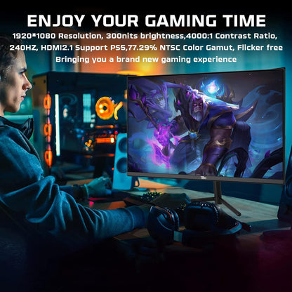 Twisted Minds 32-Inch Flat Gaming Monitor, FHD 1920 x 1080, 240Hz Refresh Rate, VA Panel, 1ms Response Time, Free Sync & GSync Supported, Experience Smooth, Blur-Free Gaming, HDMI 2.1