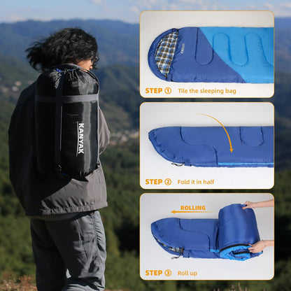 Camping Sleeping Bag, 32℉ Sleeping Bags for Adults Kids Teens Cold Weather Warm Sleeping Bag Winter for 3-4 Season Camping, Camping Gear Equipment, Traveling, and Outdoors