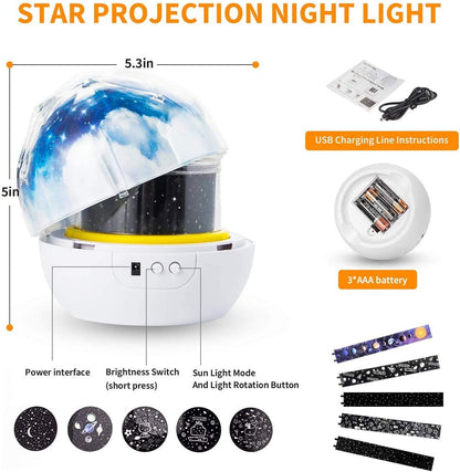 SYOSI CharmCollection Star Projector Night Light for Kids Starry Lamp 360°Rotating Projector Romantic Planet Sky Projection Universe Projector Lamp for Kids with 5 Sets of Projector Film