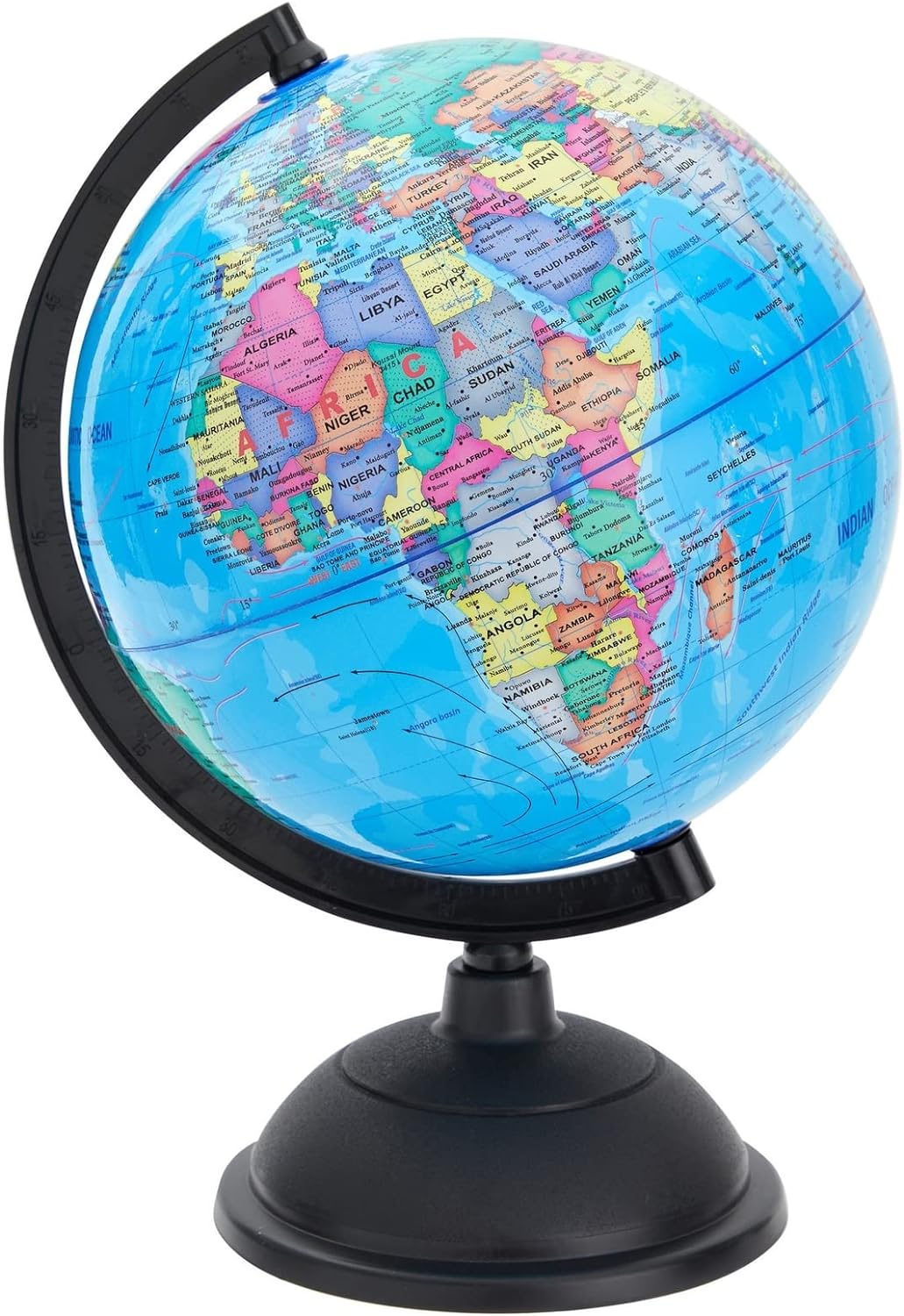 Juvale 8 Inch World Perfect Spinning Globe for Kids, Geography Students, Teachers and More, Blue, 27176