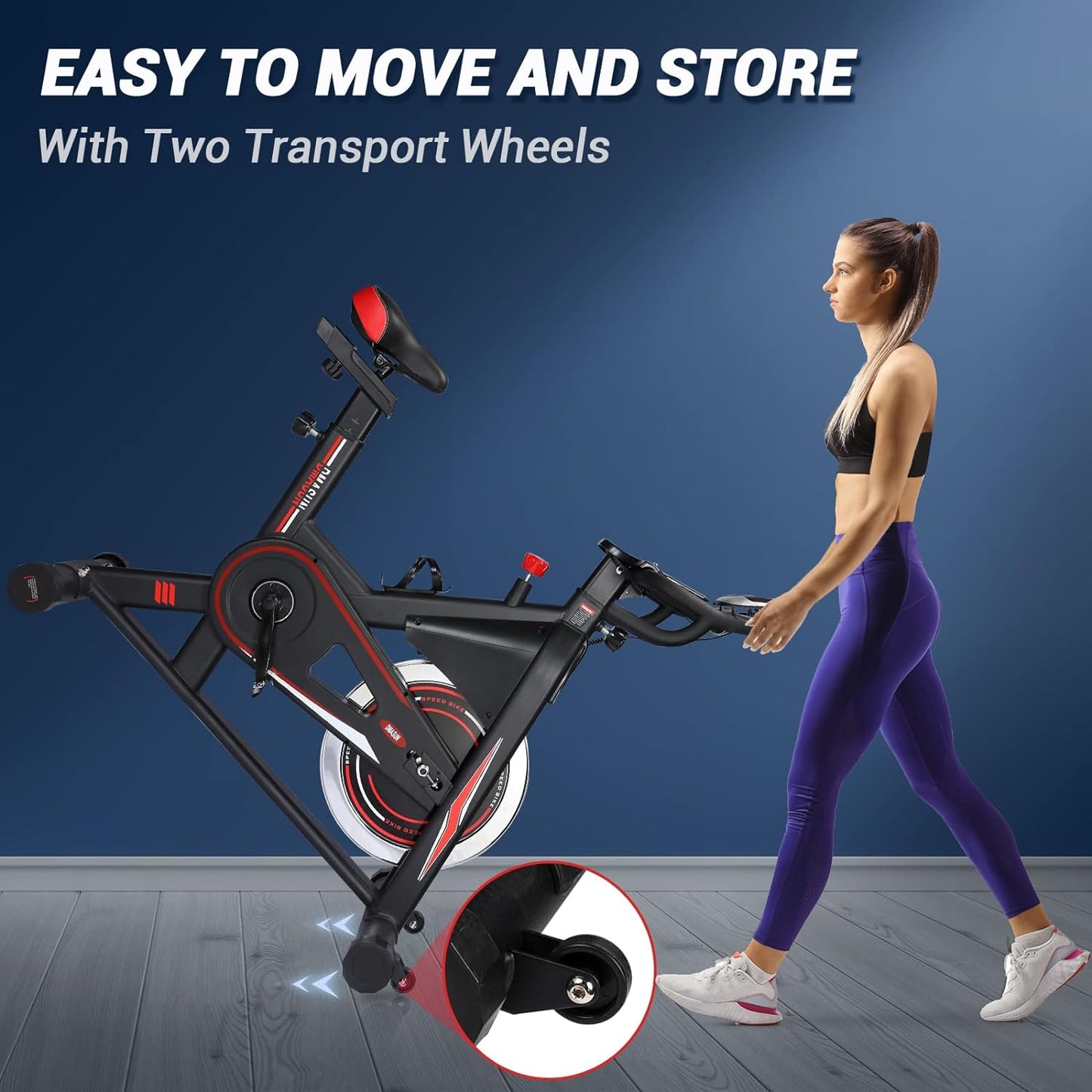 Exercise Bike, DMASUN Indoor Cycling Bike Stationary, Comfortable Seat Cushion, Multi - grips Handlebar, Heavy Flywheel Upgraded Version