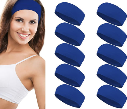 Styla Hair 10 Pack Stretch Headbands Non-Slip Head Wraps Great for Sports, Yoga, Pilates, Running, Gym, Workouts, Baseball, Casual Wear, Gifts & More!