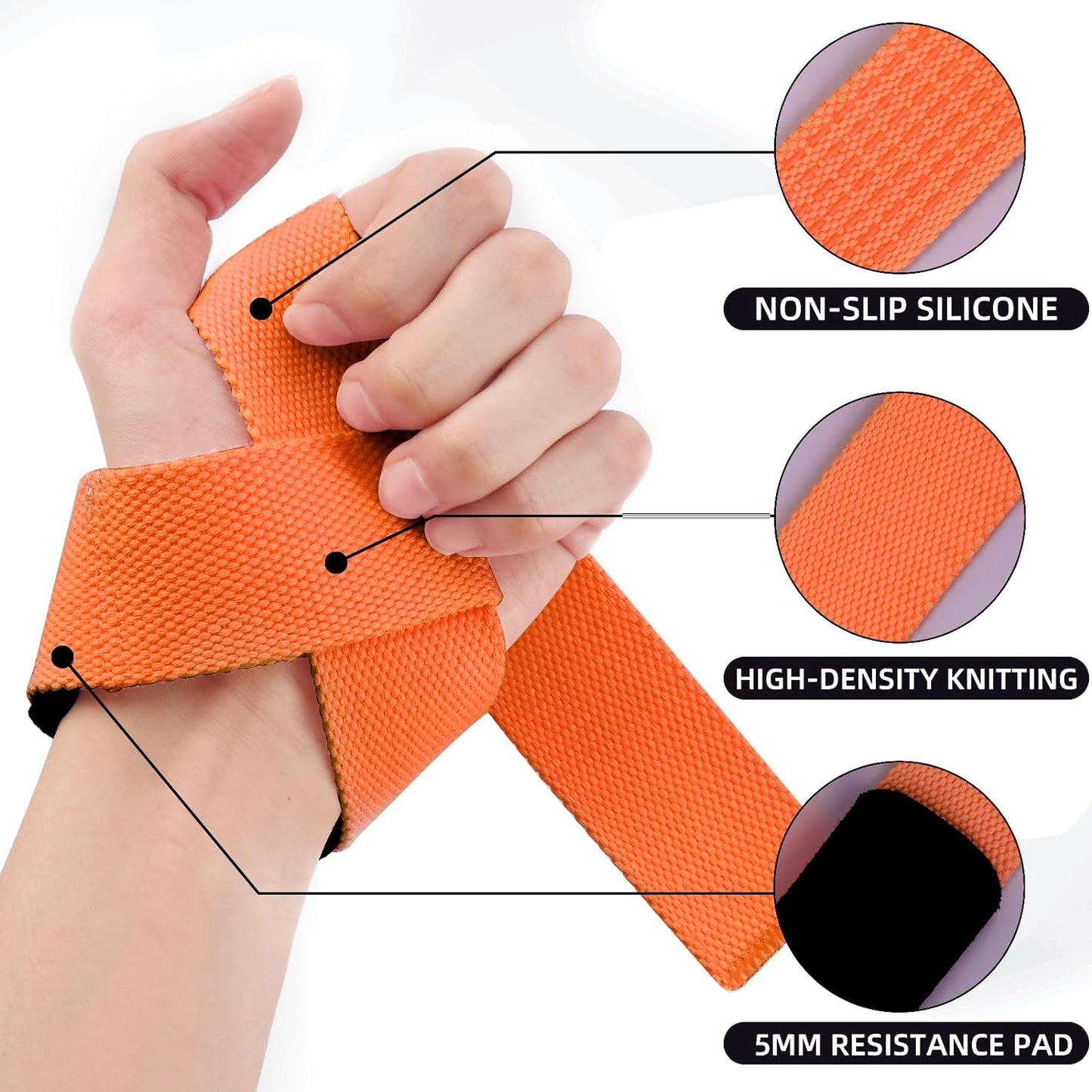 Lifting Straps Deadlift Gym Wrist Straps Weightlifting with Neoprene Cushioned Wrist Padded and Anti-Skid Silicone - for Weightlifting, Bodybuilding, Xfit, Strength Training