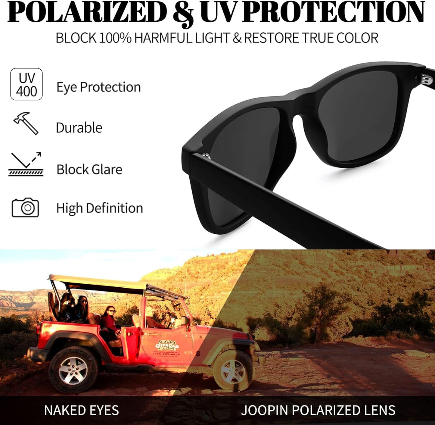 Joopin Polarized Sunglasses Men Women, Classic Square Sun Glasses 100% UV Protection Driving Fishing