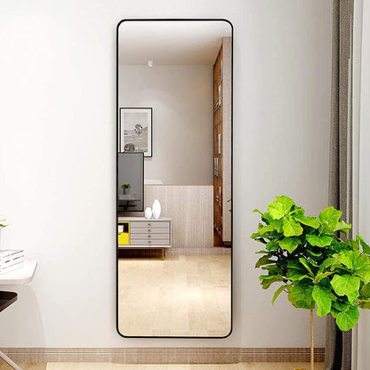 ORCHID M®Dressing Mirror Full Length Mirror ,150 x 40 cm,Hanging Vertical Or Inclined Floor Mirror (With Bracket), Bedroom Mirror, Wall Mounted Mirror, Aluminum Alloy Frame (Black)