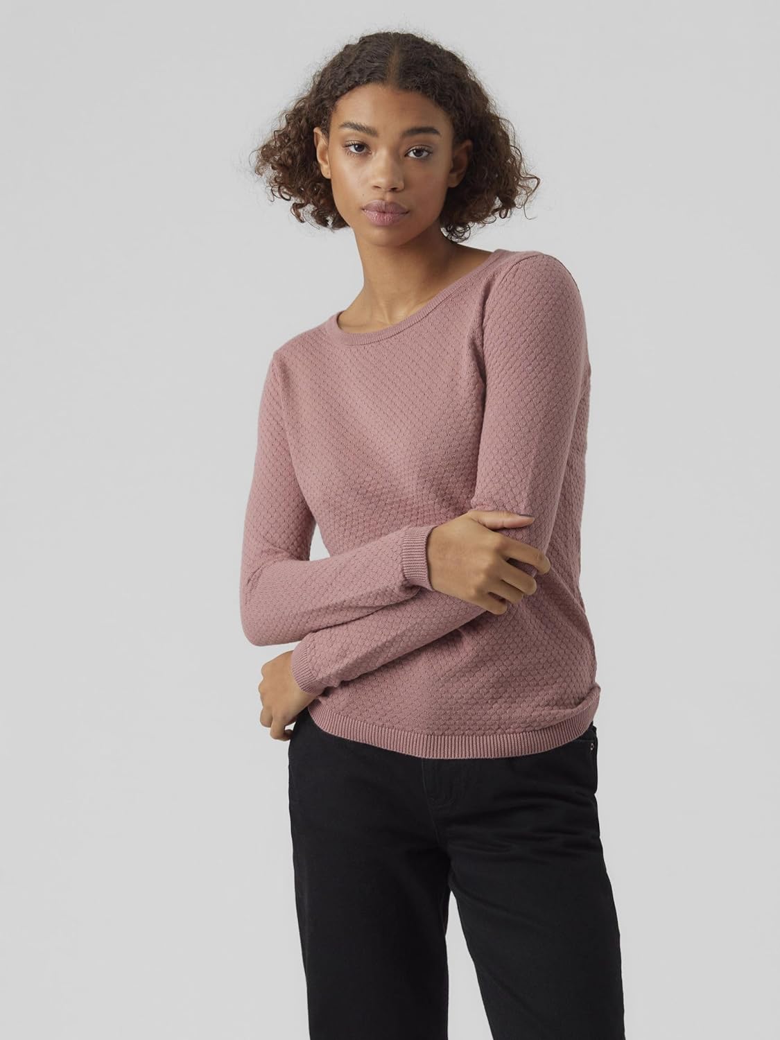 Vero Moda Women's Vmcare Structure Ls O-neck Blou Ga Noos Sweater