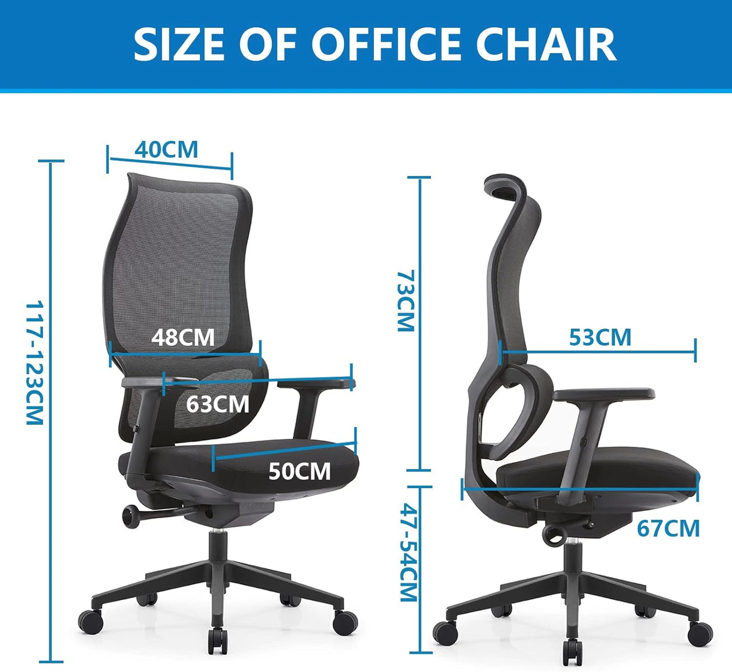 Daqian Home Executive Office Chair Ergonomic Computer Chair Wide Seat With Large Headrest, Modern Desk Chair Lumbar Support, Adjustable Armrests Mesh Chair