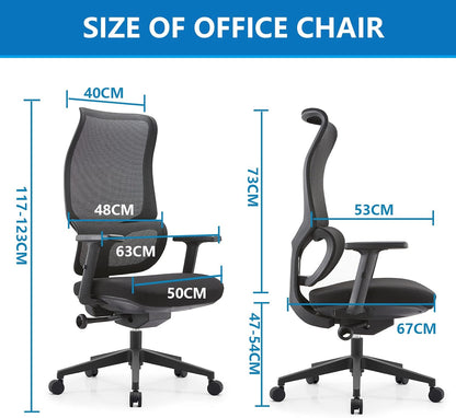 Daqian Home Executive Office Chair Ergonomic Computer Chair Wide Seat With Large Headrest, Modern Desk Chair Lumbar Support, Adjustable Armrests Mesh Chair