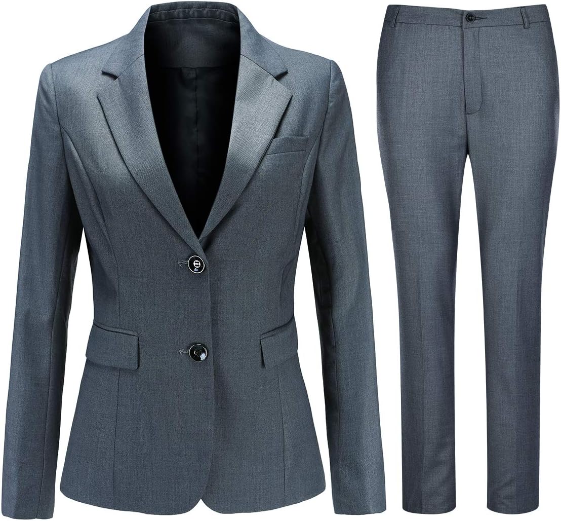 YUNCLOS Women 2 Piece Suit Set Work Office Two Button Blazer Jacket and Pants