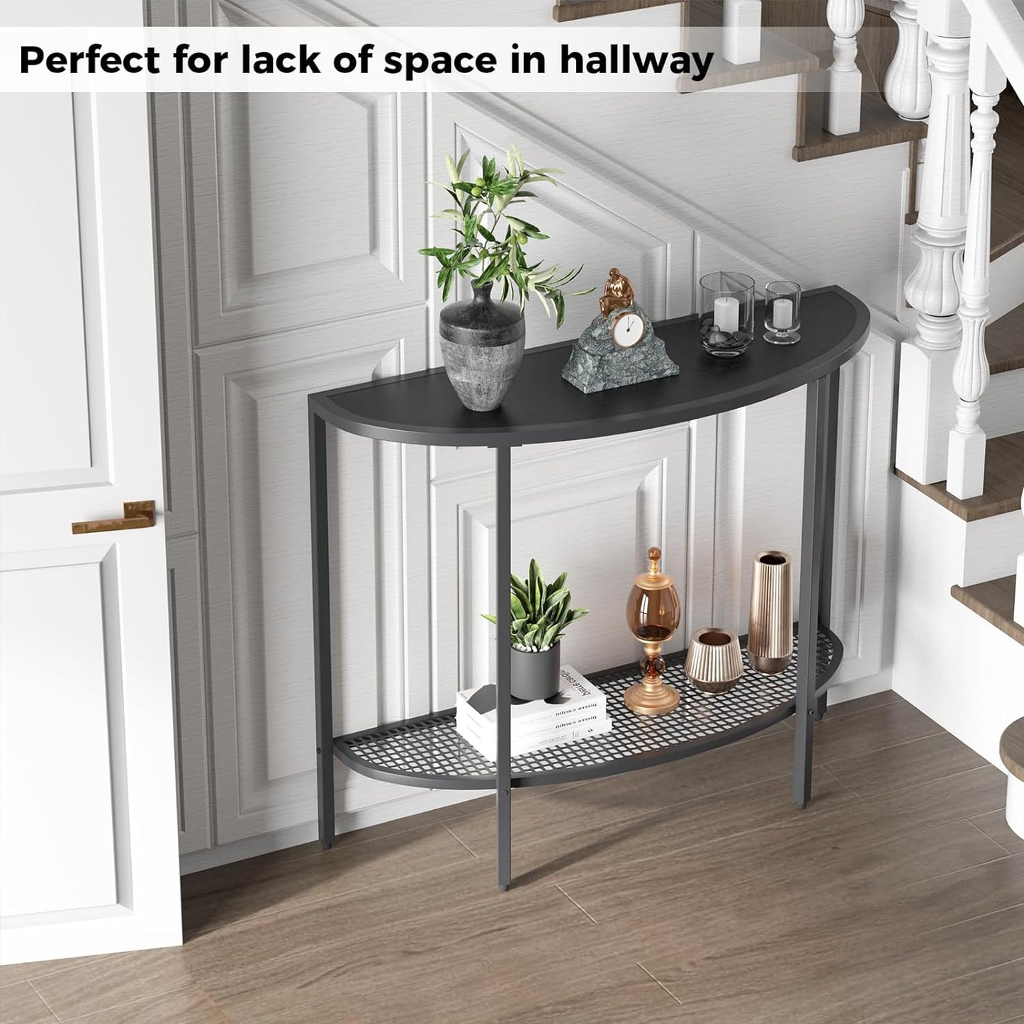 SAYGOER Black Half Moon Console Tables