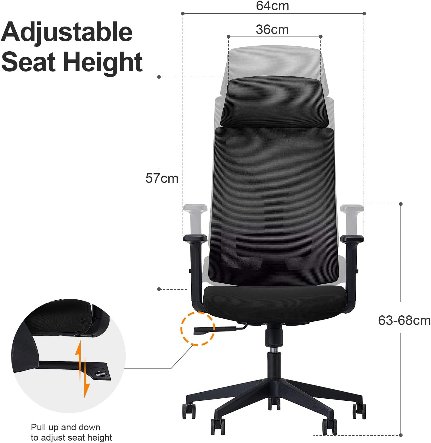 Daqian Home Executive Office Chair Ergonomic Computer Chair Wide Seat With Large Headrest, Modern Desk Chair Lumbar Support, Adjustable Armrests Mesh Chair