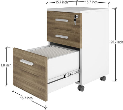 Lazio File Cabinet with Lock - Filing Cabinet for Home and Office - 3 Drawer File Cabinet with Wheels for A4 Sized Letters/Documents, Legal Sized Documents, Hanging File Folders (Cass Walnut/Black)