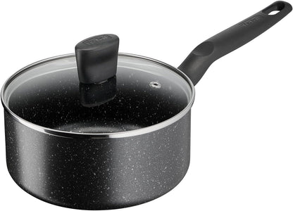 TEFAL Dark Stone 11 pc set, Non-stick, stewpots 22/24/28 cm, saucepan 16 cm, frypans 20/28 cm, slotted spatula, Aluminium, B491BS85