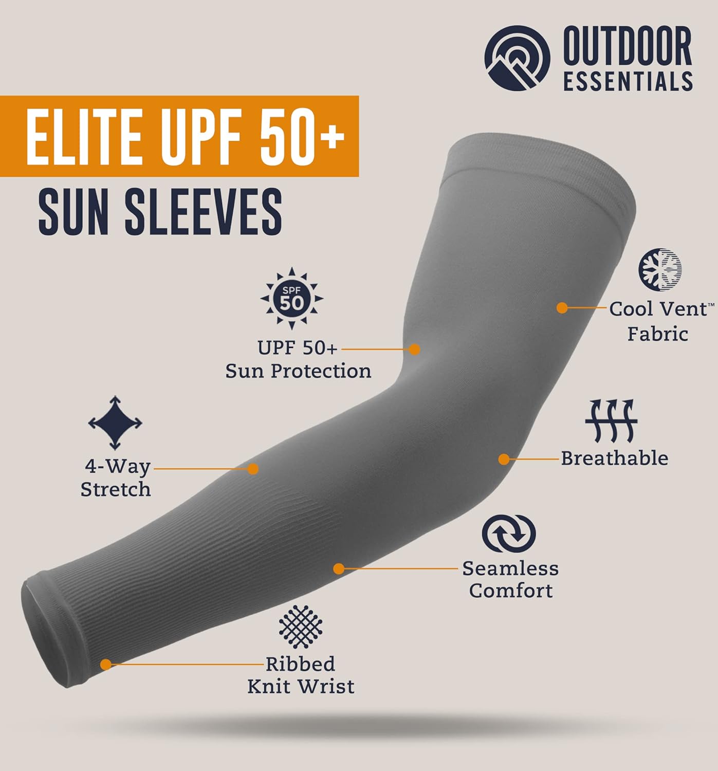 OutdoorEssentials UV Sun Protection Arm Sleeves - Cooling Compression Arm Sleeve - Sports & UV Arm Sleeves for Men & Women